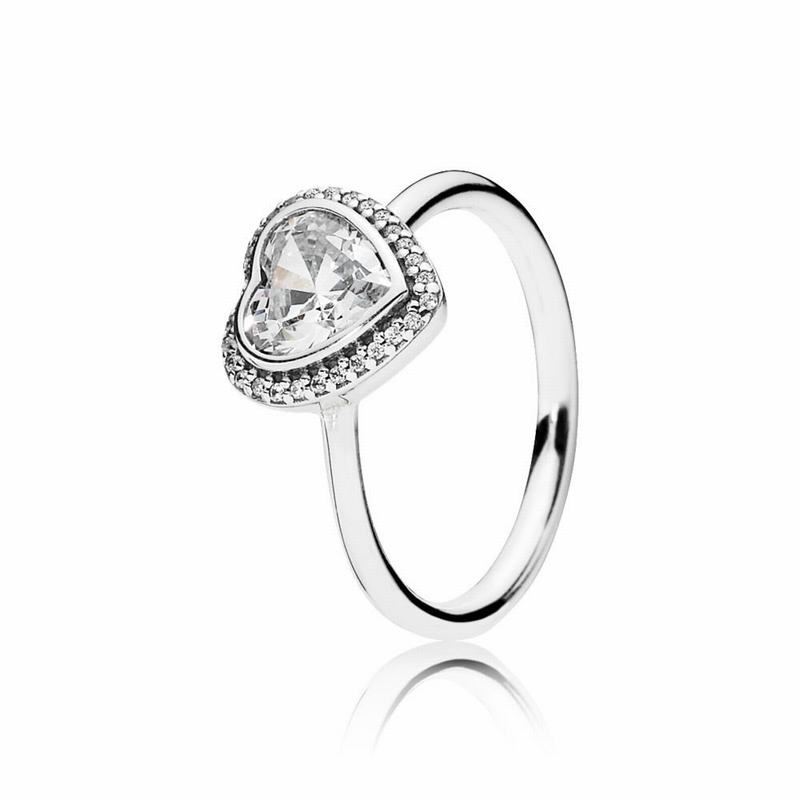 Pandora Sparkling Love Heart Promise Ring - Sterling Silver/Cubic Zirconia - Canada | GU7378ZE